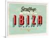 Vintage Touristic Greeting Card - Ibiza, Spain-Real Callahan-Framed Art Print