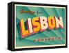 Vintage Touristic Greeting Card - Lisbon, Portugal-Real Callahan-Framed Stretched Canvas