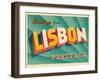 Vintage Touristic Greeting Card - Lisbon, Portugal-Real Callahan-Framed Art Print