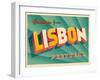 Vintage Touristic Greeting Card - Lisbon, Portugal-Real Callahan-Framed Art Print