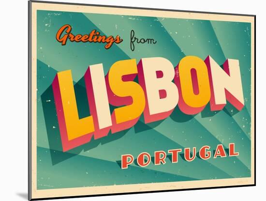 Vintage Touristic Greeting Card - Lisbon, Portugal-Real Callahan-Mounted Art Print
