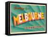 Vintage Touristic Greeting Card - Melbourne, Australia-Real Callahan-Framed Stretched Canvas