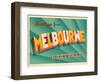 Vintage Touristic Greeting Card - Melbourne, Australia-Real Callahan-Framed Art Print