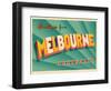 Vintage Touristic Greeting Card - Melbourne, Australia-Real Callahan-Framed Art Print