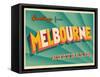 Vintage Touristic Greeting Card - Melbourne, Australia-Real Callahan-Framed Stretched Canvas