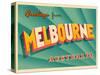 Vintage Touristic Greeting Card - Melbourne, Australia-Real Callahan-Stretched Canvas