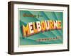 Vintage Touristic Greeting Card - Melbourne, Australia-Real Callahan-Framed Art Print