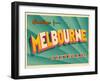 Vintage Touristic Greeting Card - Melbourne, Australia-Real Callahan-Framed Art Print