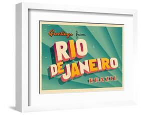 Vintage Touristic Greeting Card - Rio De Janeiro, Brazil-Real Callahan-Framed Art Print