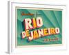 Vintage Touristic Greeting Card - Rio De Janeiro, Brazil-Real Callahan-Framed Art Print