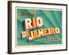 Vintage Touristic Greeting Card - Rio De Janeiro, Brazil-Real Callahan-Framed Art Print