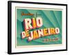 Vintage Touristic Greeting Card - Rio De Janeiro, Brazil-Real Callahan-Framed Art Print