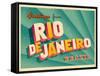 Vintage Touristic Greeting Card - Rio De Janeiro, Brazil-Real Callahan-Framed Stretched Canvas