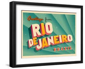 Vintage Touristic Greeting Card - Rio De Janeiro, Brazil-Real Callahan-Framed Art Print