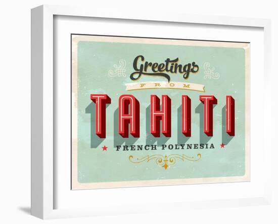 Vintage Touristic Greeting Card - Tahiti, French Polynesia-Real Callahan-Framed Art Print