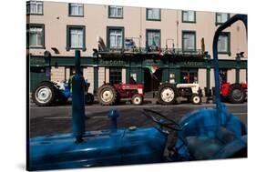 Vintage Tractors Lined Up Outside Lalors Hotel, Dungarvan, County Waterford, Ireland-null-Stretched Canvas