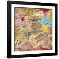 Vintage Travel Background Made Of Lots Of Old Tickets-shootandwin-Framed Art Print