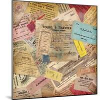 Vintage Travel Background Made Of Lots Of Old Tickets-shootandwin-Mounted Art Print