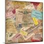 Vintage Travel Background Made Of Lots Of Old Tickets-shootandwin-Mounted Art Print