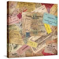Vintage Travel Background Made Of Lots Of Old Tickets-shootandwin-Stretched Canvas