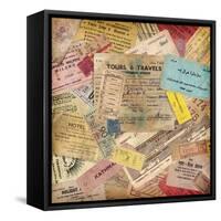 Vintage Travel Background Made Of Lots Of Old Tickets-shootandwin-Framed Stretched Canvas