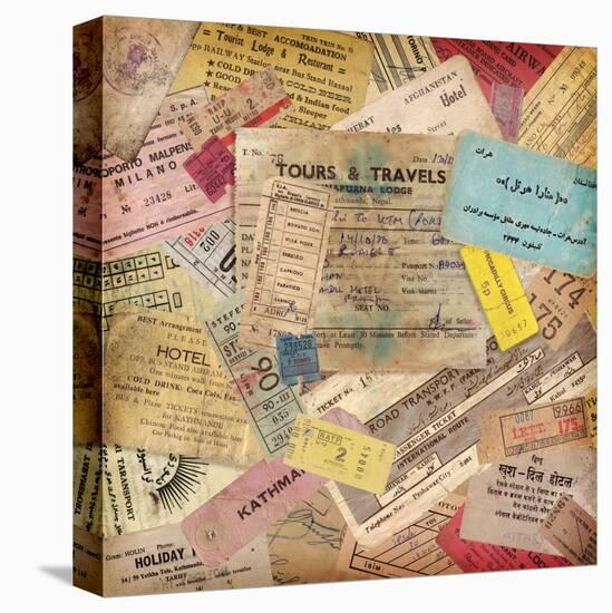 Vintage Travel Background Made Of Lots Of Old Tickets-shootandwin-Stretched Canvas