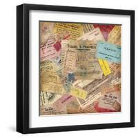 Vintage Travel Background Made Of Lots Of Old Tickets-shootandwin-Framed Art Print