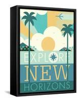 Vintage Travel Explore New Horizons-Michael Mullan-Framed Stretched Canvas