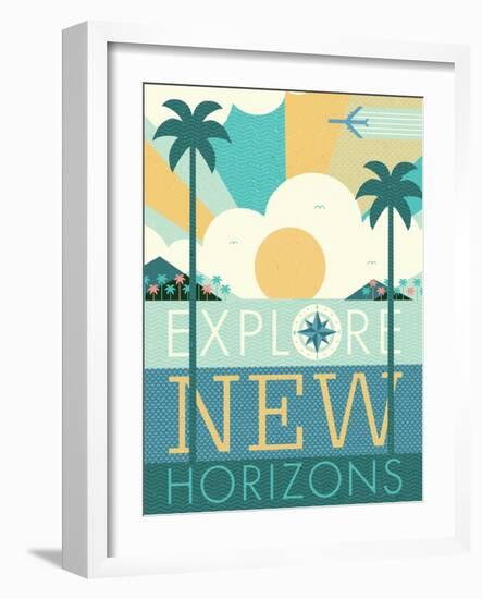 Vintage Travel Explore New Horizons-Michael Mullan-Framed Art Print