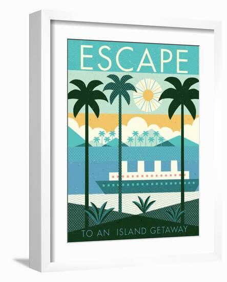 Vintage Travel Island Escape-Michael Mullan-Framed Art Print