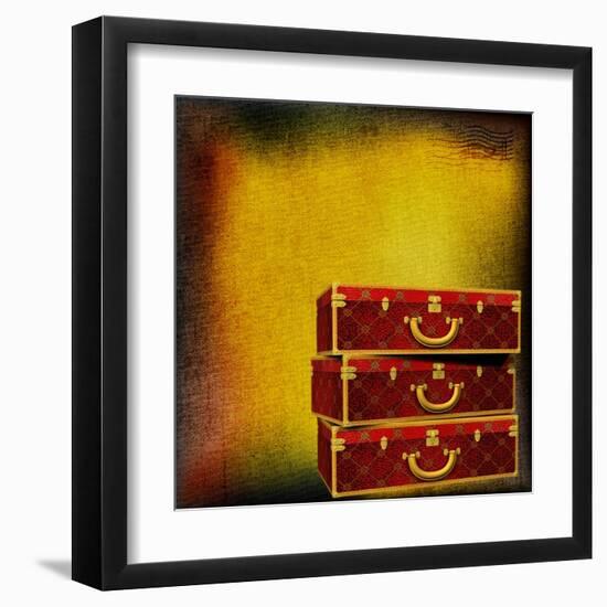 Vintage Travel Luggage Background-Petrafler-Framed Art Print