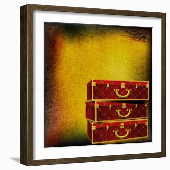 Vintage Travel Luggage Background-Petrafler-Framed Art Print