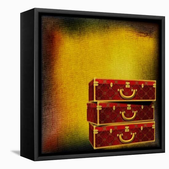 Vintage Travel Luggage Background-Petrafler-Framed Stretched Canvas