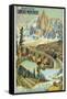 Vintage Travel Poster for Chamonix, France-Found Image Press-Framed Stretched Canvas