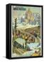 Vintage Travel Poster for Chamonix, France-Found Image Press-Framed Stretched Canvas