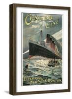 Vintage Travel Poster for Cunard Lines-null-Framed Art Print