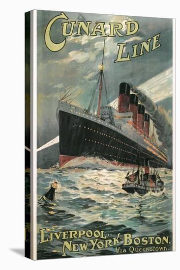 Vintage Travel Poster for Cunard Lines-null-Stretched Canvas