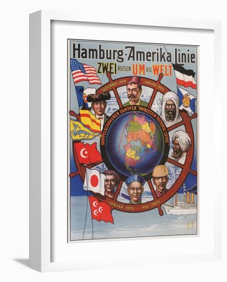 Vintage Travel Poster for Hamburg-America Line-null-Framed Art Print