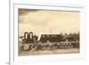 Vintage Travel Trailer with Outhouses-null-Framed Premium Giclee Print