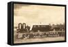 Vintage Travel Trailer with Outhouses-null-Framed Stretched Canvas