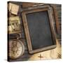 Vintage Treasure Map, Old Compass Still Life-Andrey_Kuzmin-Stretched Canvas