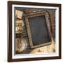 Vintage Treasure Map, Old Compass Still Life-Andrey_Kuzmin-Framed Art Print