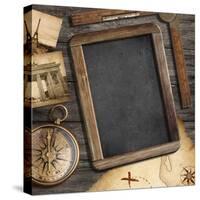 Vintage Treasure Map, Old Compass Still Life-Andrey_Kuzmin-Stretched Canvas