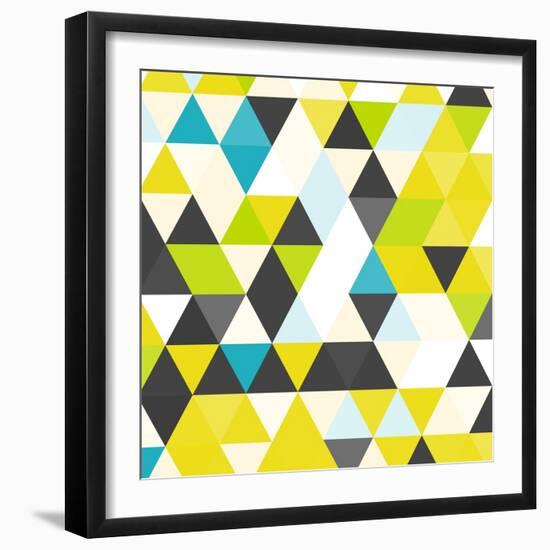 Vintage Triangle Pattern.Geometric Hipster Retro Background with Place for Your Text. Retro Triangl-Veronika M-Framed Art Print