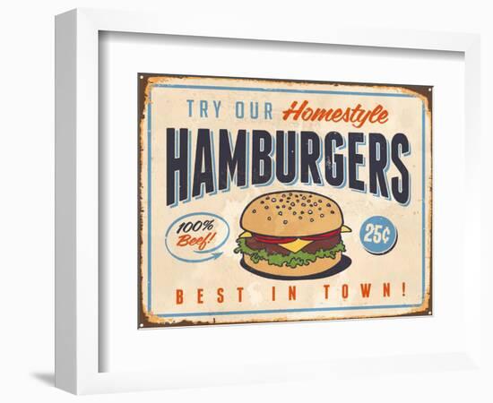 Vintage Try Our Homestyle Hamburgers-Real Callahan-Framed Art Print