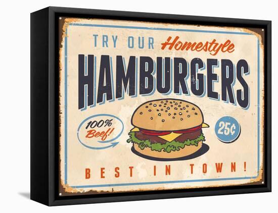 Vintage Try Our Homestyle Hamburgers-Real Callahan-Framed Stretched Canvas