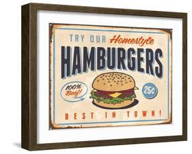 Vintage Try Our Homestyle Hamburgers-Real Callahan-Framed Art Print