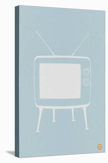 Vintage Tv Blue Poster-NaxArt-Stretched Canvas