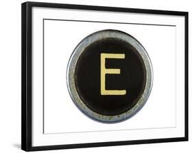 Vintage Typewriter Letter E Isolated On White-Steve Collender-Framed Art Print