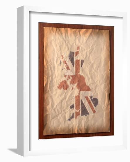 Vintage Uk Map On Paper Craft-vichie81-Framed Art Print